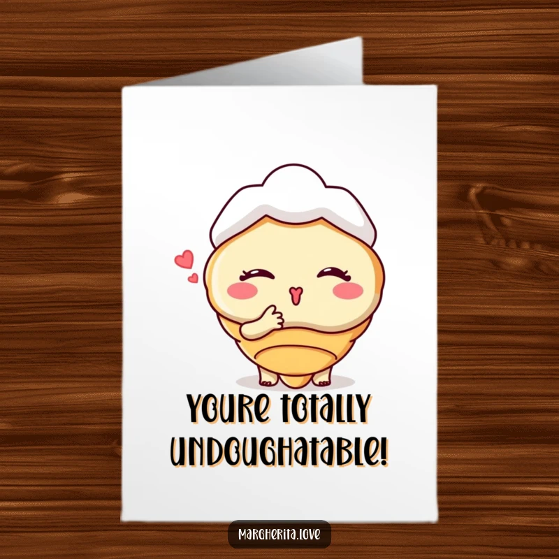 Funny Free Printable Congratulations Card: A winking croissant person blowing a kiss, a delightful and humorous downloadable greeting.