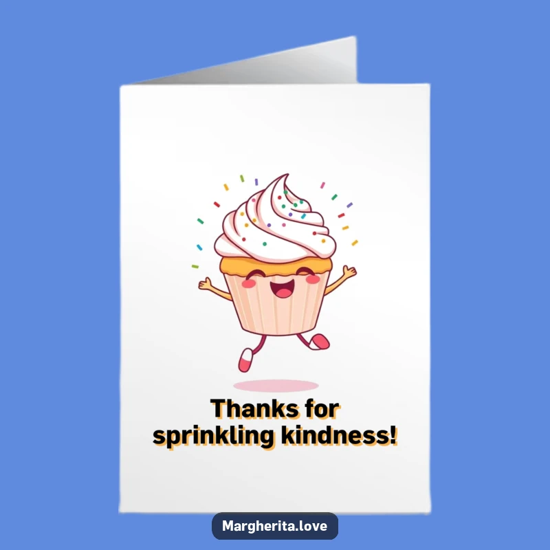 Free Printable Cupcake Thank You Card: Funny Skipping Sprinkles, Sweet Appreciation Gift!