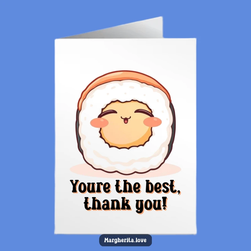 Free Printable Thank You Card: Cozy Sushi Roll, Warm Downloadable