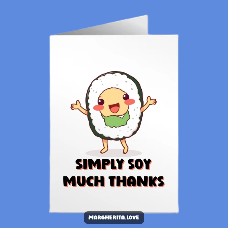 Free Printable Thank You Card: Dancing Sushi Roll, Fun Downloadable Gift of Thanks!