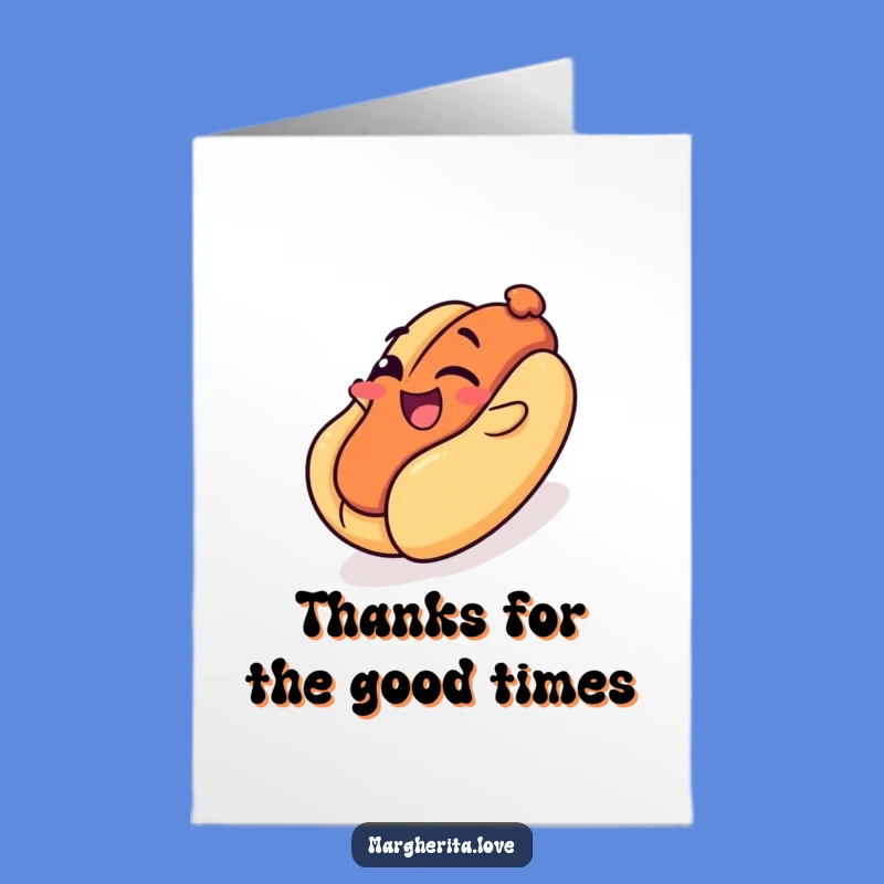 Free Printable Thank You Card: Hot Dog's Playful Slide - Funny Downloadable Gift