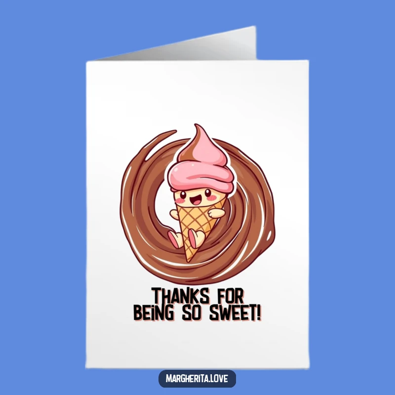 Free Printable Thank You Card: Ice Cream Slide, Chocolate Thanks, Downloadable Gift