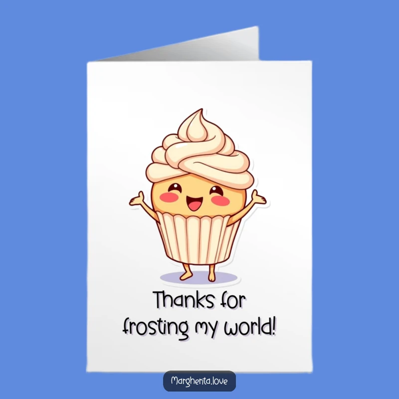 Free Printable Thank You Card: Joyful Cupcake Dance, Frosting Thanks, Downloadable Gift
