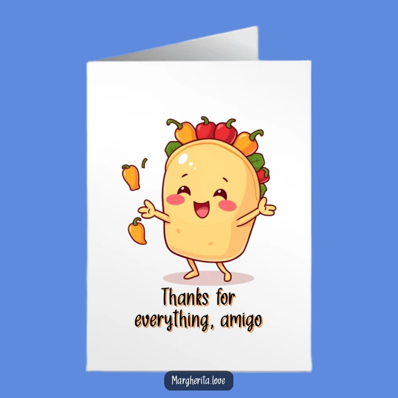 Free Printable Thank You Card: Juggling Taco, Funny Downloadable Gift for Appreciation