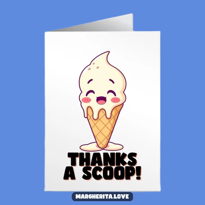 Free Printable Thank You Card: Melting Ice Cream Funny Downloadable for Sweet Gratitude