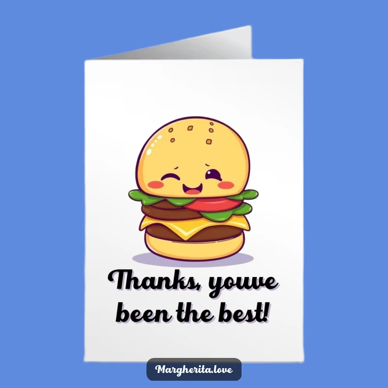 Free Printable Thank You Card: Winking Cheeseburger Funny Downloadable Gift