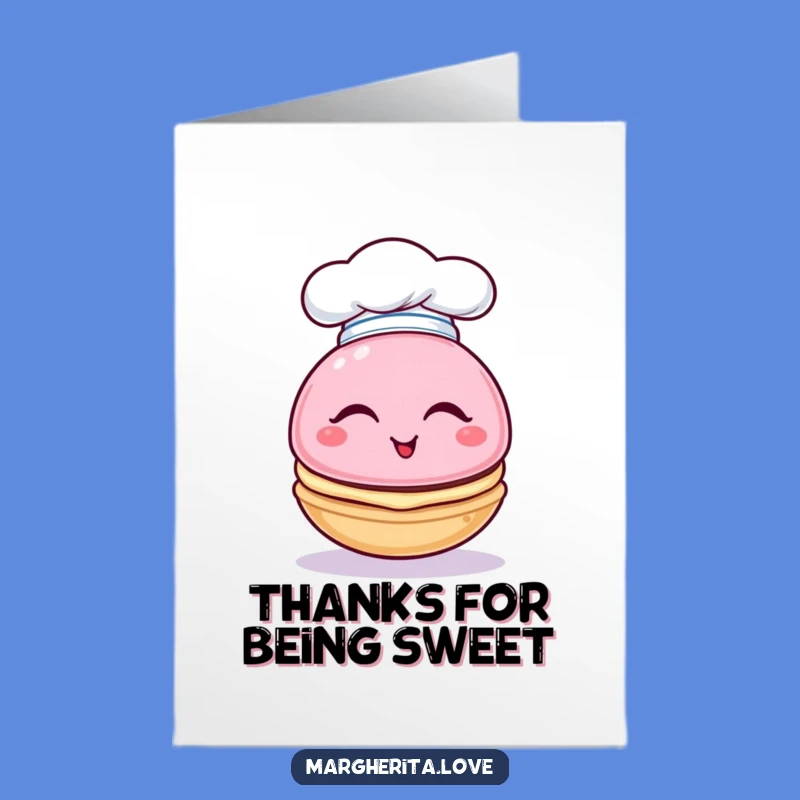 Free Printable Thank You Card: Winking Macaron Baker, Funny Downloadable Gift Idea