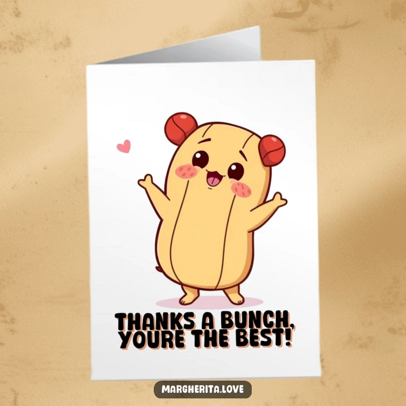 Funny Free Printable Thank You Card: A hot dog doing a humorous shimmy, a playful way to convey thanks.