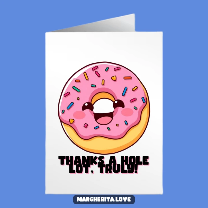 Free Printable Thank You Card: Funny Donut, Sprinkle Grin, Downloadable Appreciation Gift
