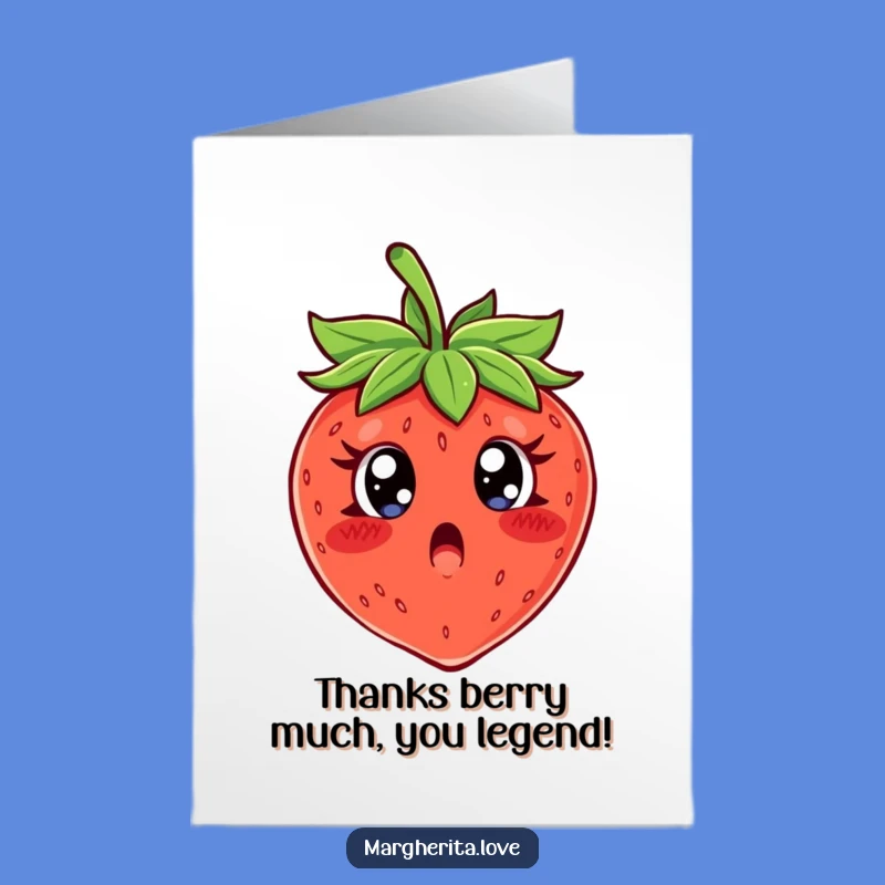 Free Printable Thank You Card: Surprised Strawberry Funny Downloadable Gift of Gratitude