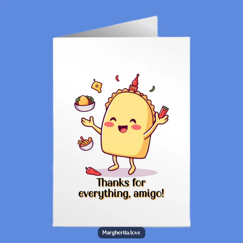Free Printable Taco Juggling Thank You Card - Funny Downloadable DIY Gift