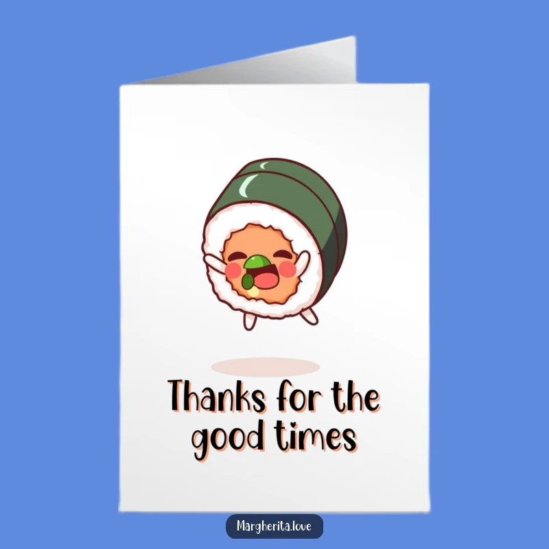 Free Printable Thank You Card: Sushi Somersault, Funny Downloadable Gift of Gratitude