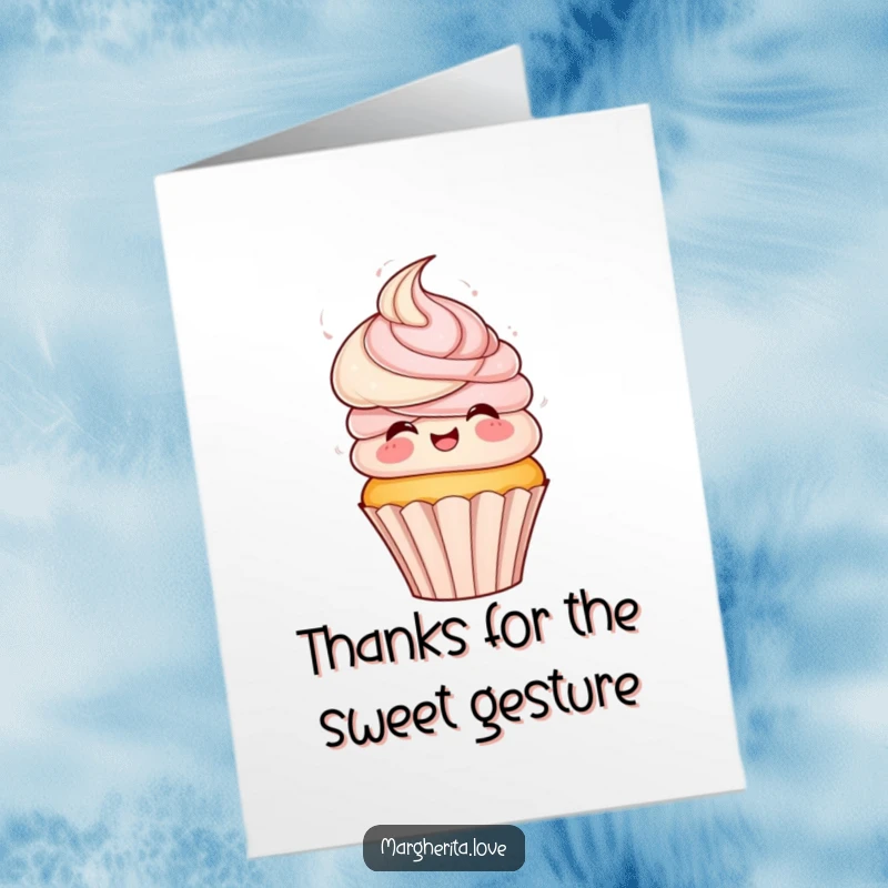 Funny Free Printable Thank You Card: Playful cupcake with frosting hair spins, sending sweet gratitude.
