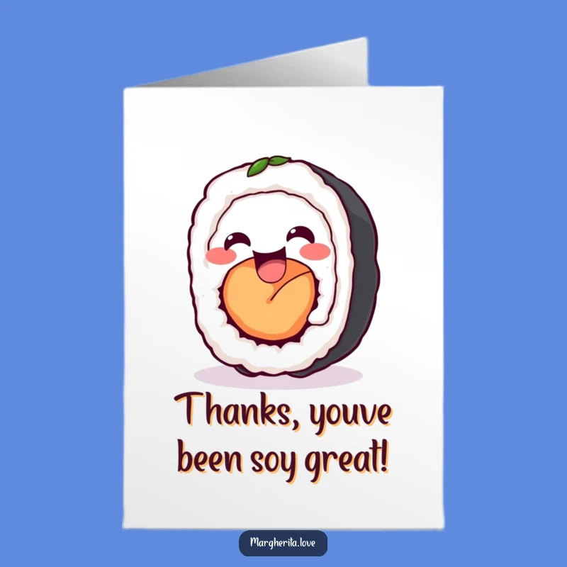 Free Printable Thank You Card: Wiggling Sushi Funny Downloadable Gift