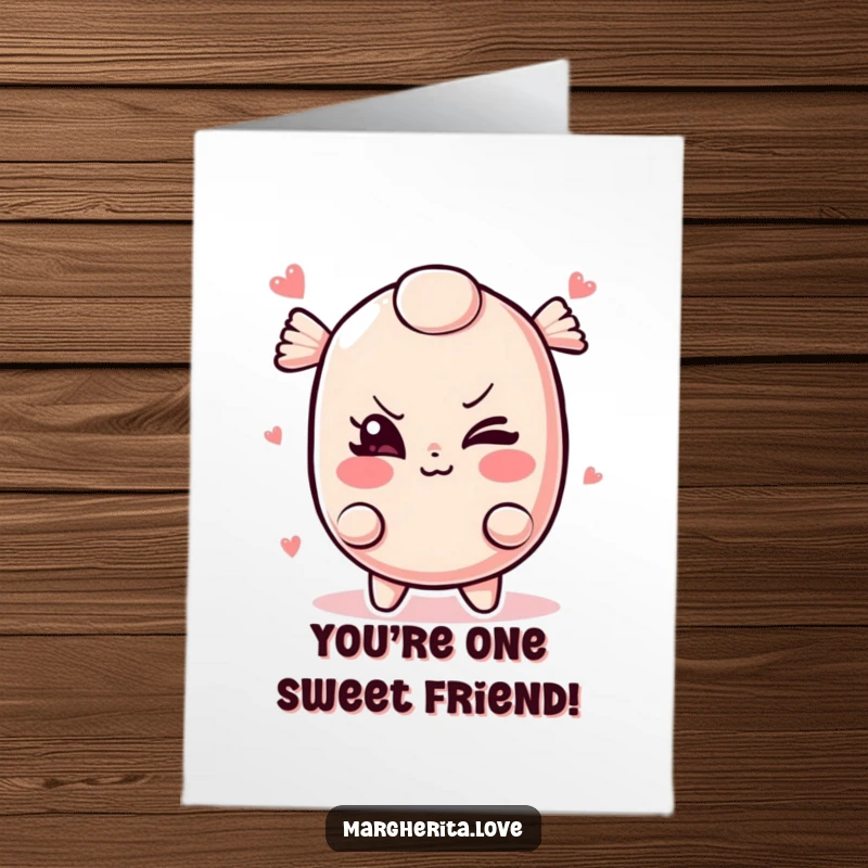 Funny Free Printable thank you card: A candy piece with a playful wink, expressing thanks with a hint of fun.