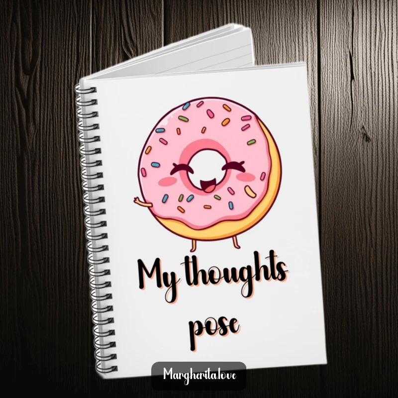 Funny notebook with a winking donut and sprinkles striking a silly pose, ideal for jotting down notes with flair.