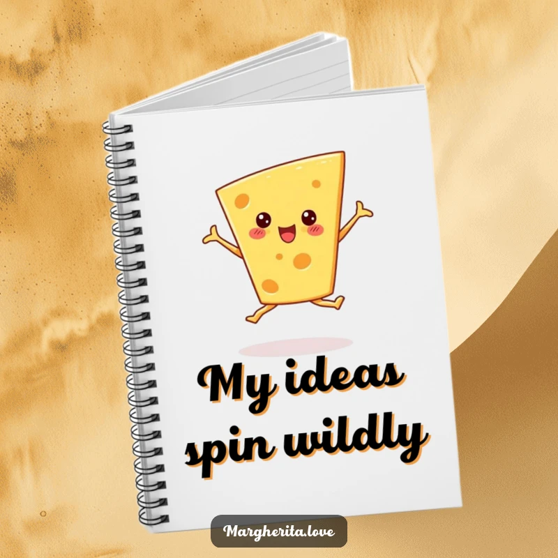 Funny cheese wedge notebook in a ballet pose, perfect for journaling, sketching, and creative writing.