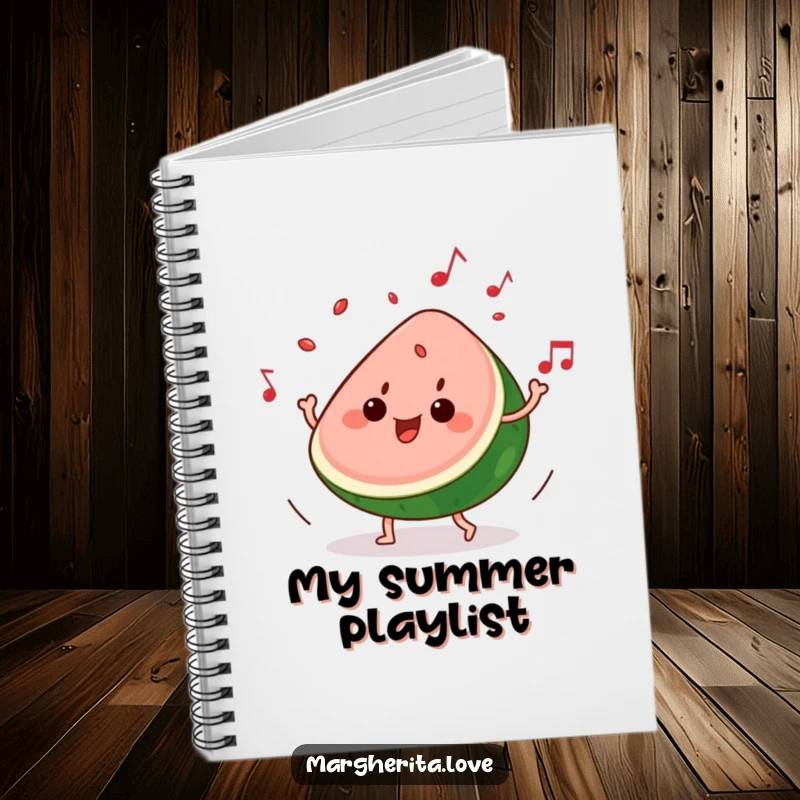 Funny notebook: A slice of watermelon grooves to music, seeds playfully popping, ready to capture groovy ideas.