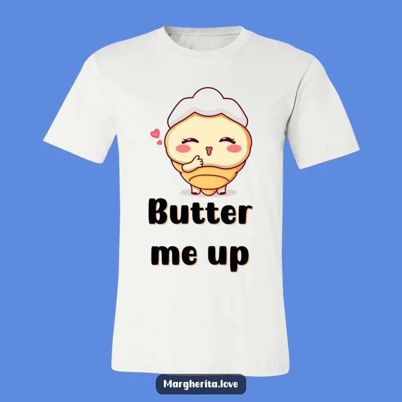 Funny Winking Croissant Tee: Playful Pastry Blowing Kiss, Ideal Funny Gift