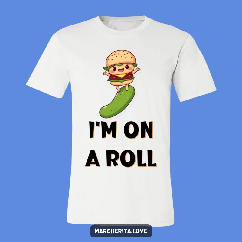 Funny Burger Pickle T-Shirt: Delighted Balancing Foodie Wear
