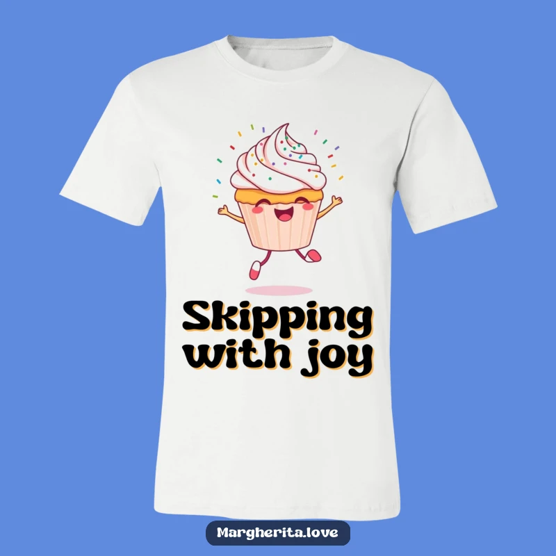 Funny Cupcake T-Shirt: Cheerful Sprinkles and Skipping Fun Tee