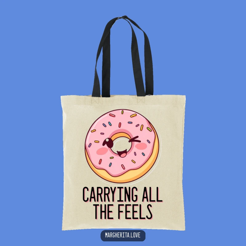 Funny Winking Donut Tote Bag: Stylish Sprinkled Treat Carryall, Perfect Gift