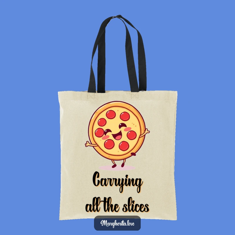 Funny Pizza Slice Cartwheel Tote Bag: Carry Your Essentials with Pizza Power!