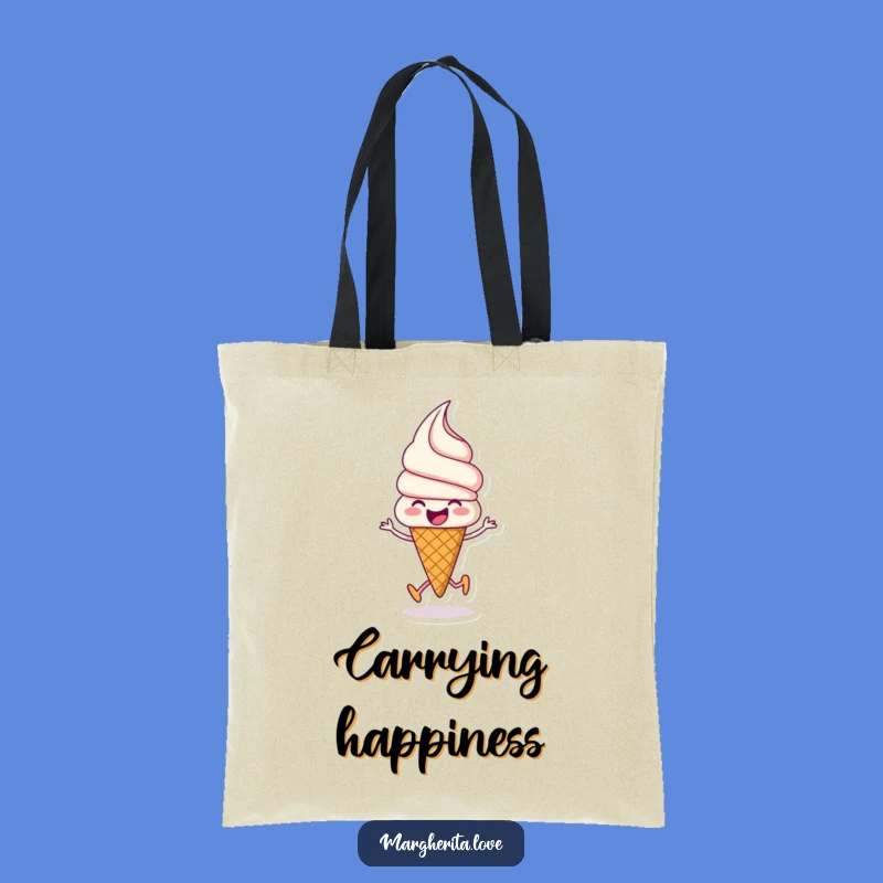 Funny Ice Cream Tote Bag: Carry happiness with a skipping cone!