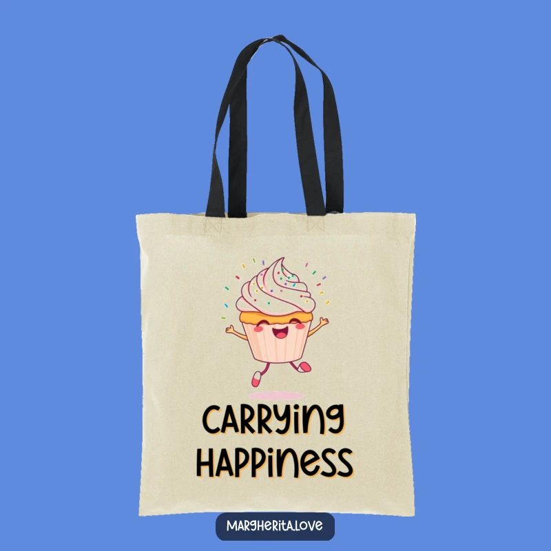Funny Cupcake Tote Bag: Cheerful Sprinkles and Skipping Style Accessory