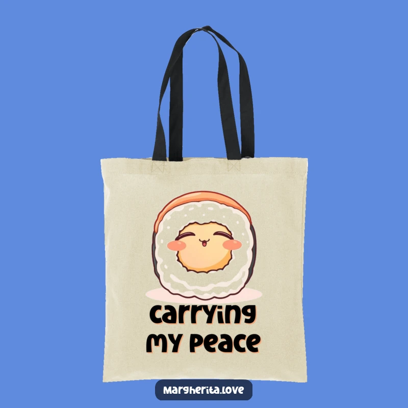 Funny Contented Sushi Roll Tote Bag: Carry Your Calm Everywhere!