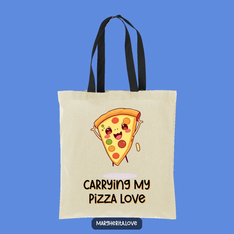 Funny Pizza Slice Cartwheel Tote Bag - Carry Your Pizza Passion!