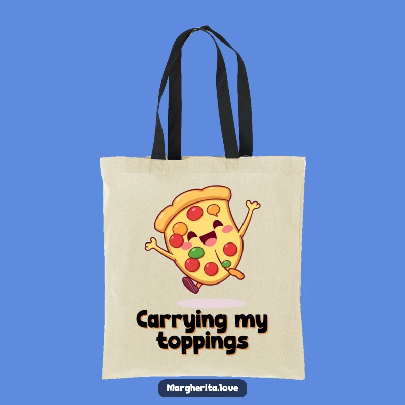 Funny Pizza Cartwheel Tote Bag: Carry Your Fun & Snacks Anywhere
