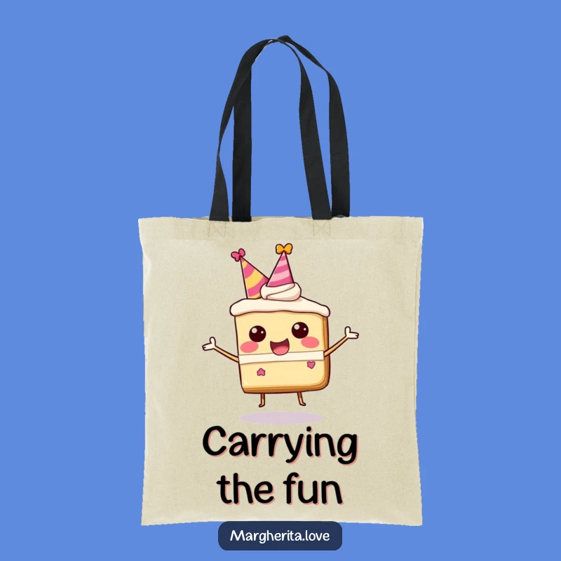 Funny Happy Cake Slice Tote Bag, Carry Your Sweetness and Smiles