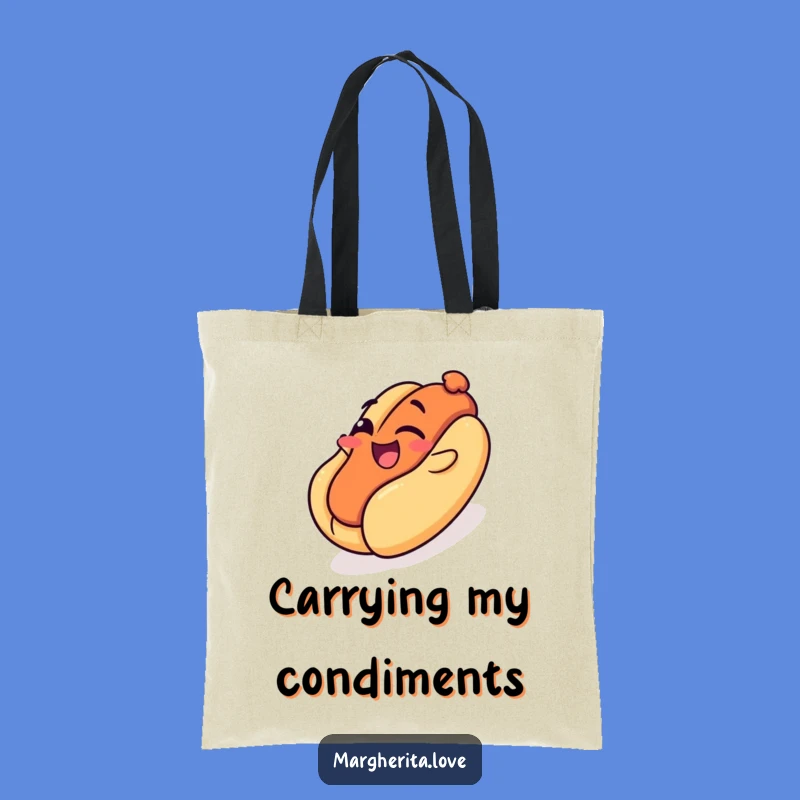 Funny Hot Dog Slide Tote Bag: Carry Your Fun with this Winking Wiener