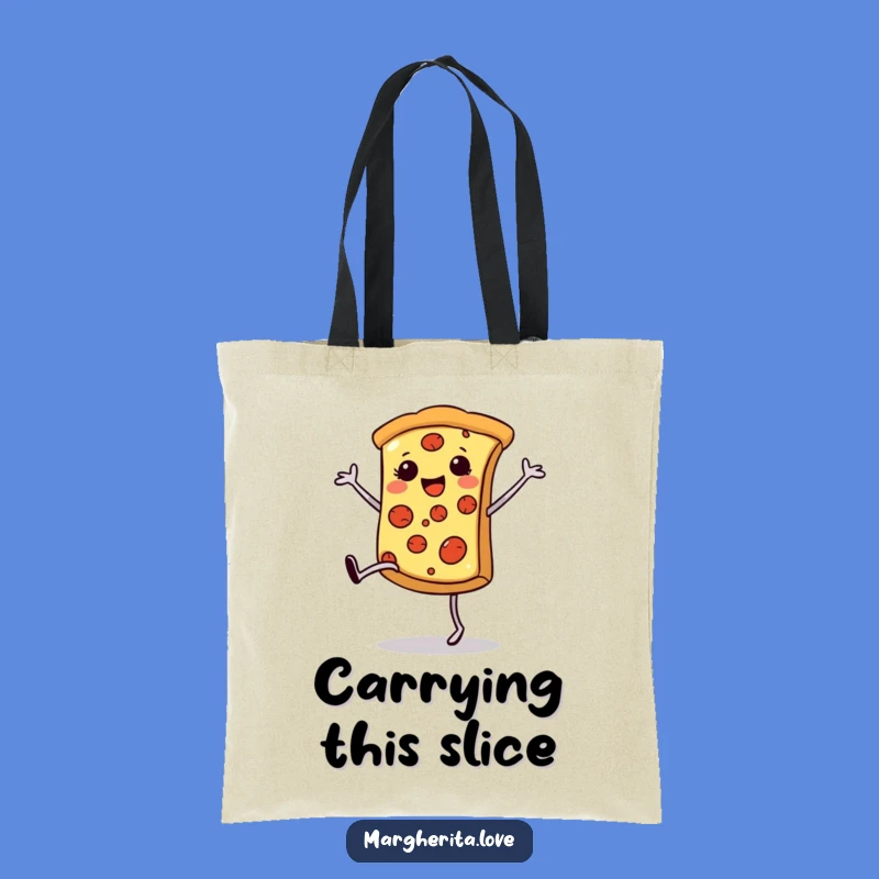 Funny Pizza Cartwheel Tote Bag: Happy Food Design, Practical Funny Gift